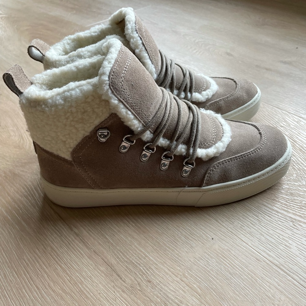 Marc Fisher suede leather faux fur boots 9.5